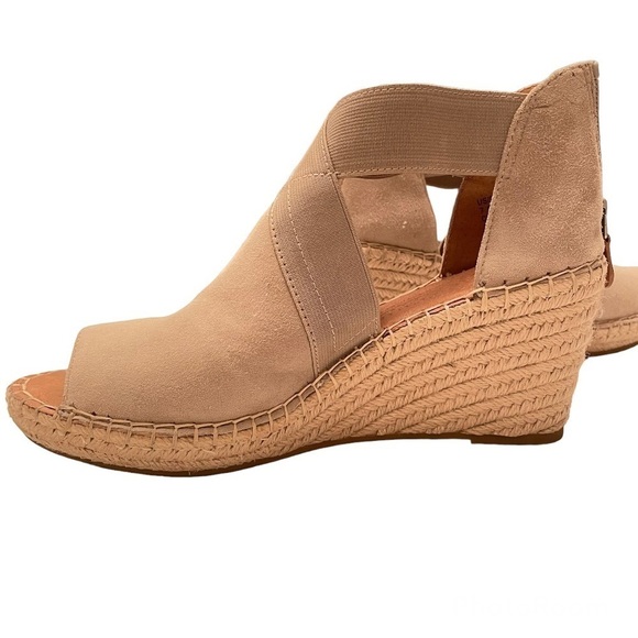 GENTLE Souls by Kenneth Cole Cross Elastic Nude Suede Espadrille Wedge 7.5 - Picture 6 of 9